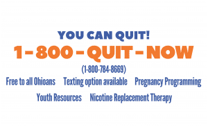 1-800-QUIT-NOW logo for smoking cessation program for the Tobacco Coalition