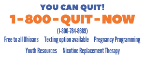 1-800-QUIT-NOW logo for smoking cessation program for the Tobacco Coalition